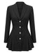 Robe blazer noire à col châle, plis et basque Années 1960