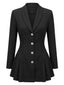 Robe blazer noire col châle basque plissée et manches longues années 60