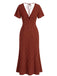 Robe Longue Sirène à Pois Col V Manches Papillon Années 1930 5