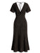 Robe Longue Sirène à Pois Col V Manches Papillon Années 1930 9