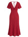 Robe Longue Sirène à Pois Col V Manches Papillon Années 1930 3