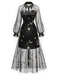 [Prévente] Robe Noir Doré Revers Celestial Imprimé Filet Années 1980