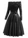 [Prévente] Robe noire en dentelle à épaules dénudées et nœud à la taille années 1950 - 3