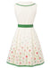 [Prévente] Robe Florale à Col Claudine avec Ceinture Blanc Années 1950