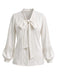 [Prévente] Blouse blanche en dentelle à col lavallière et manches lanternes Années 1970