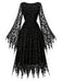 [Prévente] Robe Noir Gothique Ghost Filet Chauve-Souris Manche Années 1970