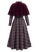 [Prévente] Robe à bordure carreaux et ceinture avec cape rouge années 1940