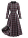 [Prévente] Robe à bordure carreaux et ceinture avec cape rouge années 1940
