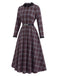 [Prévente] Robe à bordure carreaux et ceinture avec cape rouge années 1940