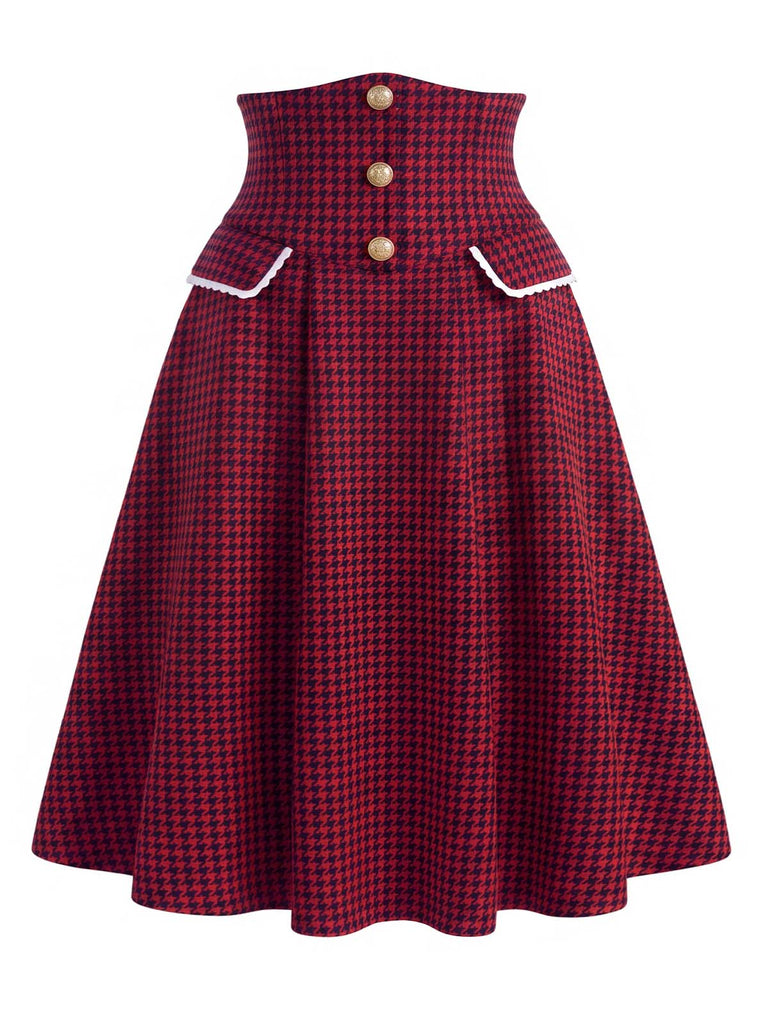[Prévente] Ensemble 2PCS chemise à taches de sang et jupe pied-de-poule taille haute années 1940