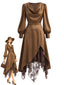 [Prévente] Robe marron en satin empiècements de dentelle années 1970