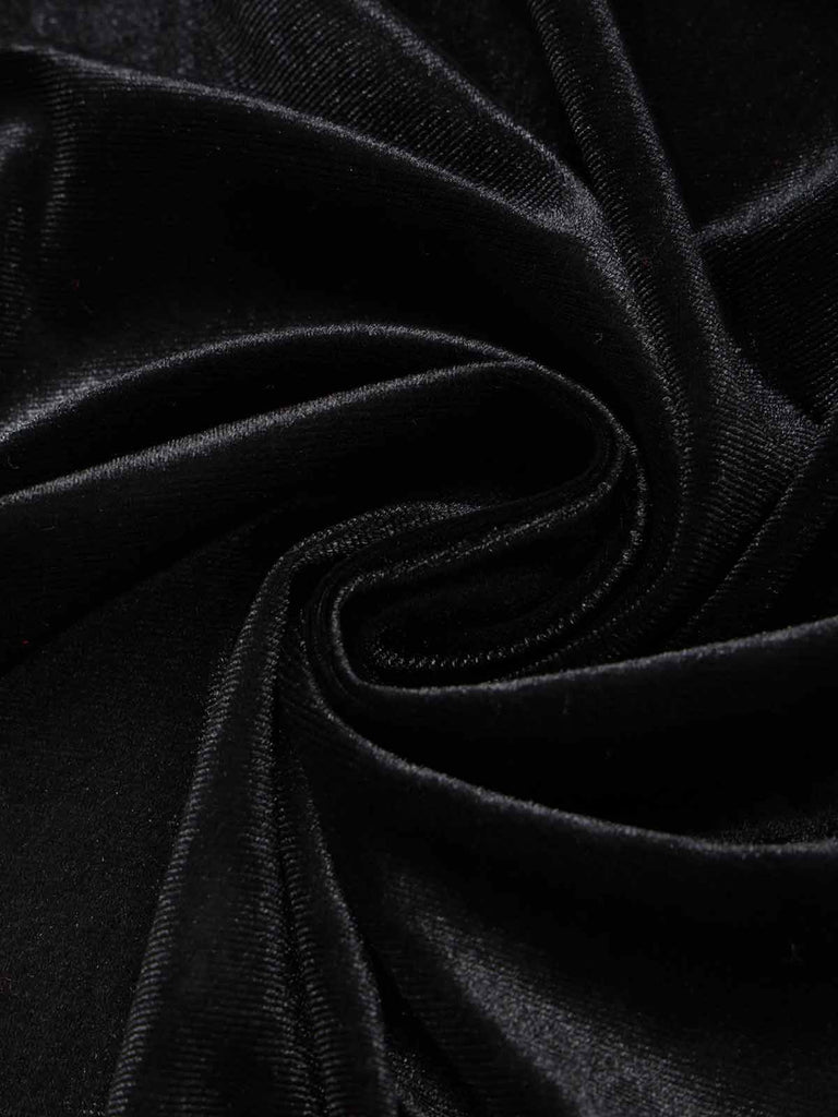[Prévente] Robe noire en velours à col V et taille argentée années 1980