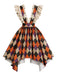 [Prévente] Robe chasuble orange de clown à losanges et volants Années 1980