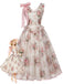 [Prévente] Robe Rose Floral Accent Nœud Filet Années 1950