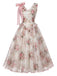 [Prévente] Robe Rose Floral Accent Nœud Filet Années 1950