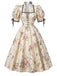 [Prévente] Robe midi évasée jaune clair fleurie à encolure bateau années 1950 - 2
