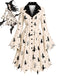 [Prévente] Robe de sorcière noire et blanche d’Halloween à ourlet zigzag années 1950