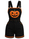 [Prévente] Combishort salopette noir Halloween à citrouilles et poches Années 1960