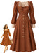 [Prévente] Robe caramel à petits pois, col carré et nœud devant années 1950 - 1