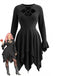 [Grande Taille] Robe punk noire ajourée à ourlet asymétrique Années 1970