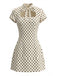 Robe Shift Beige à Pois Nœud Découpée Années 1960