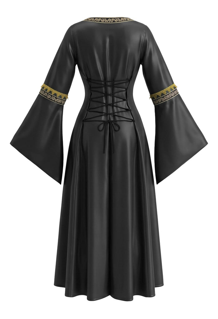 Robe longue de déguisement d’Halloween à liens style cour médiévale Années 1980 - 2