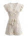 Ensemble 2PCS ivoire en dentelle avec top noué à volants et short Années 1950