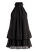 Robe dos nu à col montant et ourlet boule Années 1960