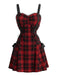 Robe d'Halloween carreaux et bretelles fines ensemble d'accessoires années 1950