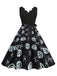 Robe évasée Halloween sans manches à col pétale Années 1950
