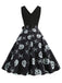 Robe évasée Halloween sans manches à col pétale Années 1950