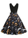 Robe évasée Halloween sans manches à col pétale Années 1950