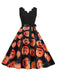 Robe évasée Halloween sans manches à col pétale Années 1950