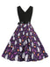 Robe évasée Halloween sans manches à col pétale Années 1950