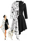 Robe capuche dalmatien noir et blanc années 1970