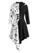 Robe noire et blanche à capuche motif dalmatien années 1970