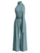 Combinaison Plissée à Col Halter Dos Nu à Jambes Larges Bleu Années 1930