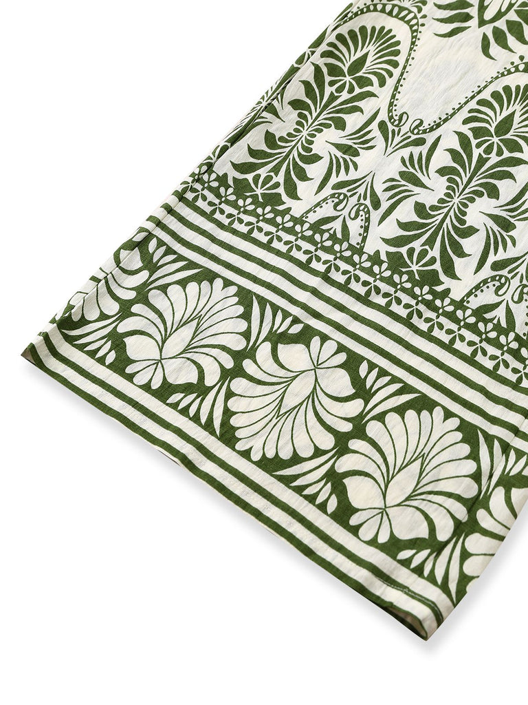 Combinaison verte dos nu à motif végétal Années 1940