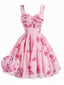 [Prévente] Robe tutu rose corset et bretelles fleurs années 1950