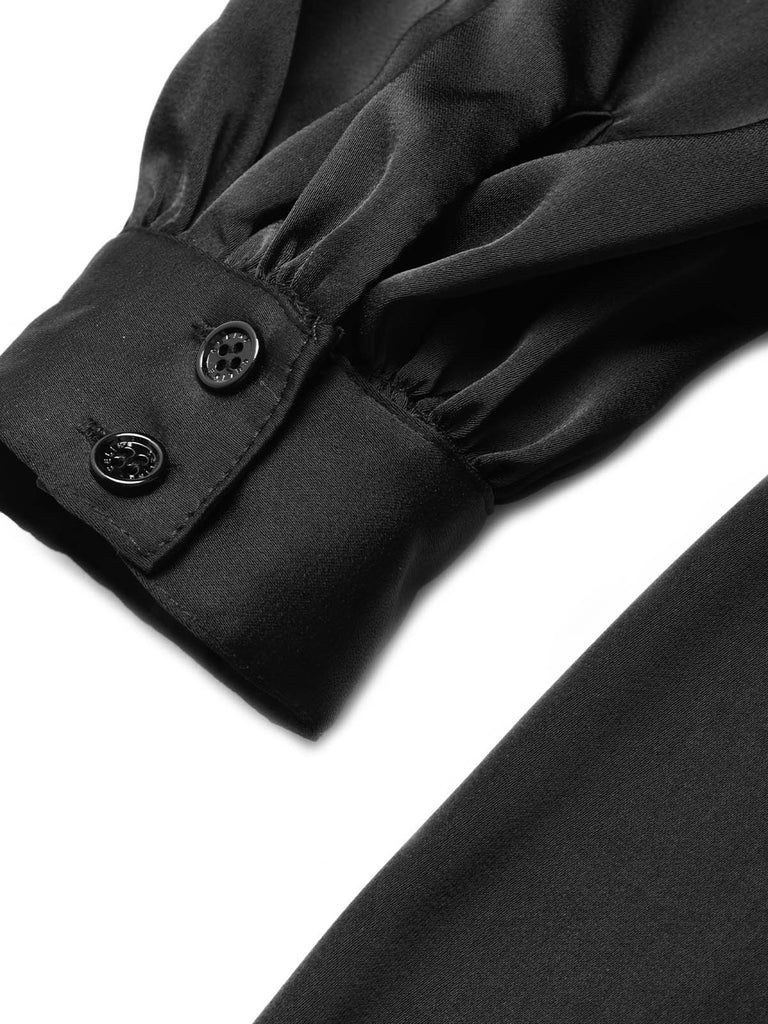 [Prévente] Ensemble 2PCS robe gothique noire asymétrique à nœud avec superposition amovible années 1940