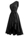 [Prévente] Ensemble 2PCS robe gothique noire asymétrique à nœud avec superposition amovible années 1940