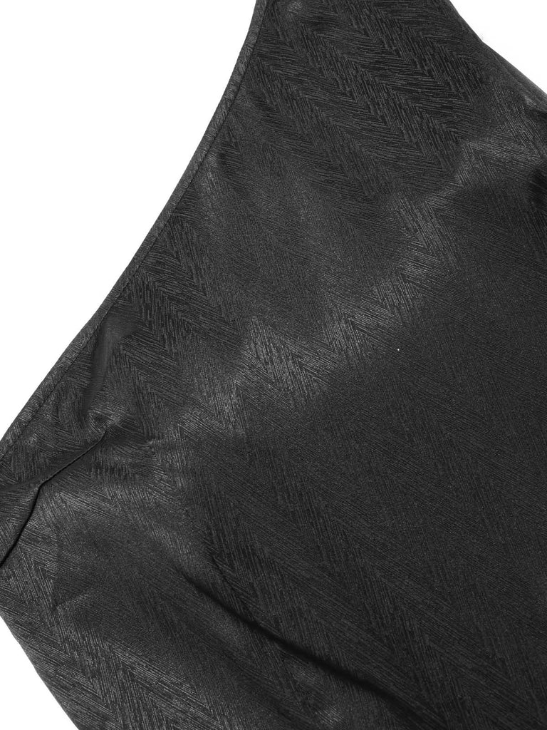 [Prévente] Ensemble 2PCS robe gothique noire asymétrique à nœud avec superposition amovible années 1940