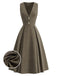 [Prévente] Robe marron sans manches à col V et boutons années 1940