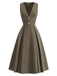 [Prévente] Robe marron sans manches à col V et boutons années 1940