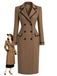 [Prévente] Manteau marron à double boutonnage et bordures en cuir Années 1950 - 1