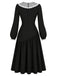 [Prévente] Robe noire à encolure en tulle transparent, fronces et nœud années 1950