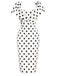 [Prévente] Robe blanche à pois, col rabattu et coupe crayon années 1960