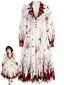 [Prévente] Robe d'Halloween rouge et blanche motifs chauves-souris et taches sang années 50
