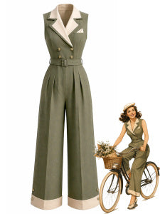 [Prévente] Combinaison Sans Manches Revers Jambes Larges Boutonné Années 1930