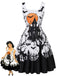 [Prévente] Robe noire et blanche d’Halloween à imprimé et col carré années 1950